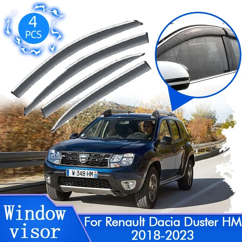 

For Renault Dacia Duster HM 2018 2019 2020 2021 2022 2023 Rain Sun Window Visor Deflector Vent Awning Trim Protector Accessories