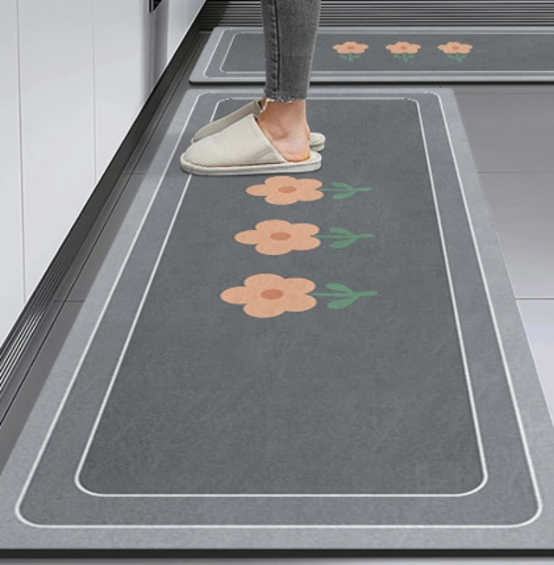 VIKAMA kitchen bathroom diatomaceous earth quick drying, anti slip, absorbent, anti falling floor mat, anti oil stain long Rugs