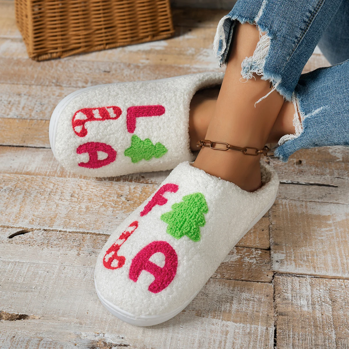 Shoe Tree - Women's Winter Slippers Christmas Cartoon Tree