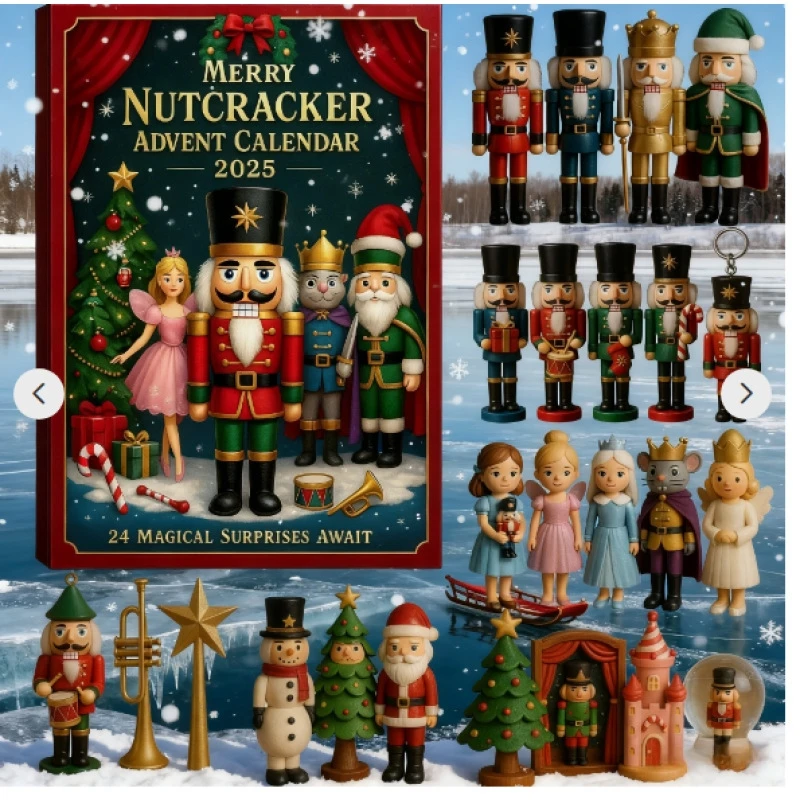 Nutcracker Christmas Countdown Calendar Blind Box Acrylic Hanging Ornament For Tree Decor Tabletop For Kids Couples Holiday Gift