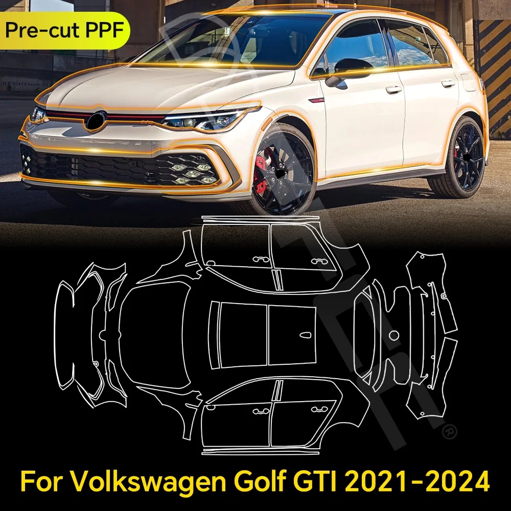 

For Volkswagen VW GOLF GTI 2021-2024 TPU Paint Protection Film Clear Bra Pre-cut PPF Car Body Anti-Scratch Resistant Invisible