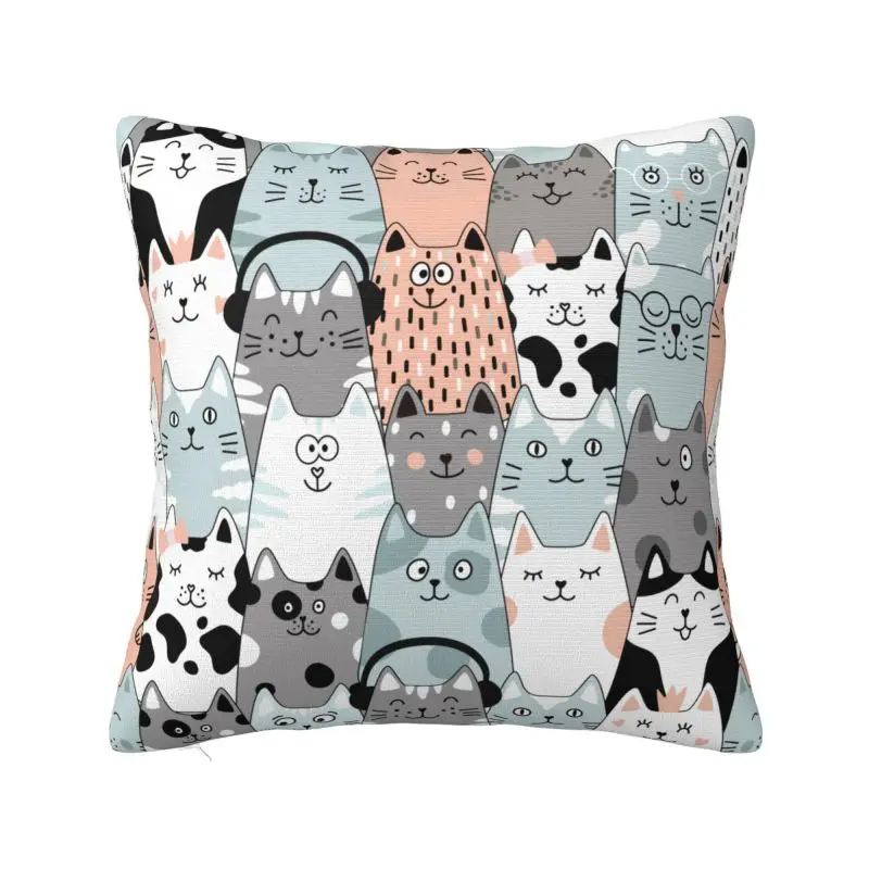 Custom Luxury Cute Cat Set Funny Sofa Cushion Cover Polyester Pet Animal Throw Pillow Case