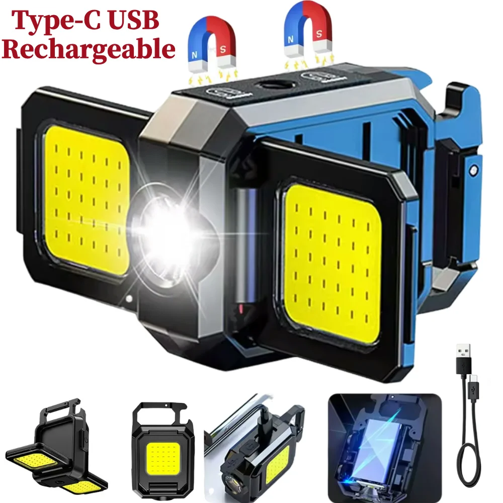 lanterna-mini-xpe-1000lm-cob-led-recarregavel-via-usb-tipo-c-a-prova-d'Agua-ipx4-para-camping-e-caminhadas-ao-ar-livre