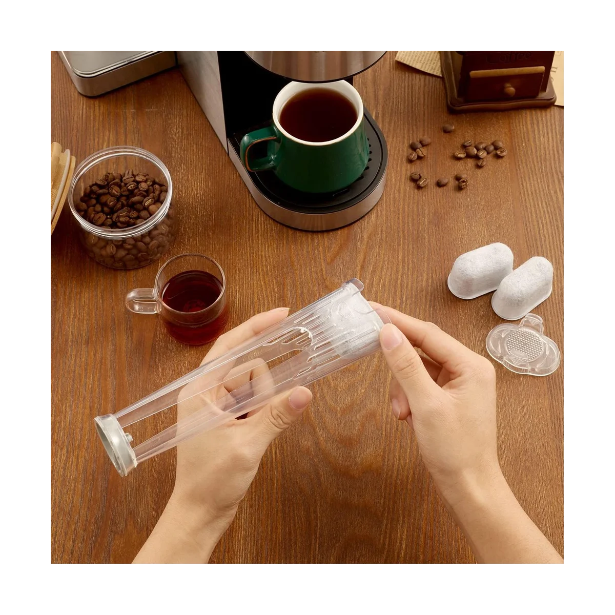 يتضمن فلتر القهوة لأجزاء ماكينة صنع القهوة 2.0 وK-Slim حامل فلتر خزان جانبي وخراطيش فلتر مياه