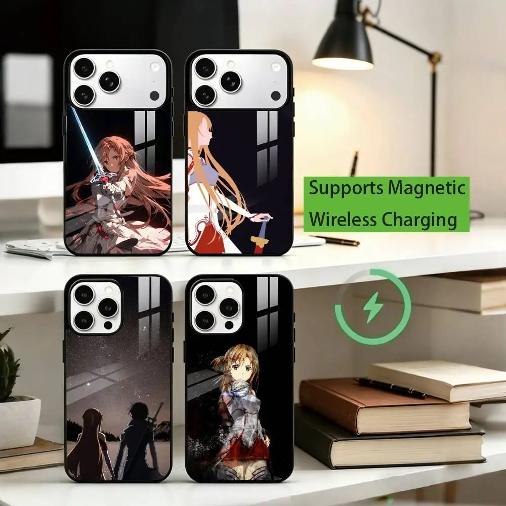 

Anime Sword Art Online Asuna Phone Case For iPhone17,16,15,14,13,12,11 Plus,Pro Supports Magnetic Wireless Charging
