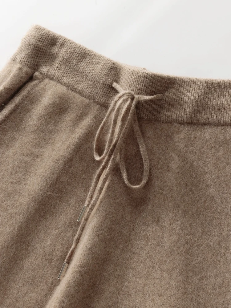 High Quality 100 Cashmere Kint Small Leg Pants Autumn Winter Men's Sweatpants Solid Casual Versatile Thick Ankle-Length Trousers