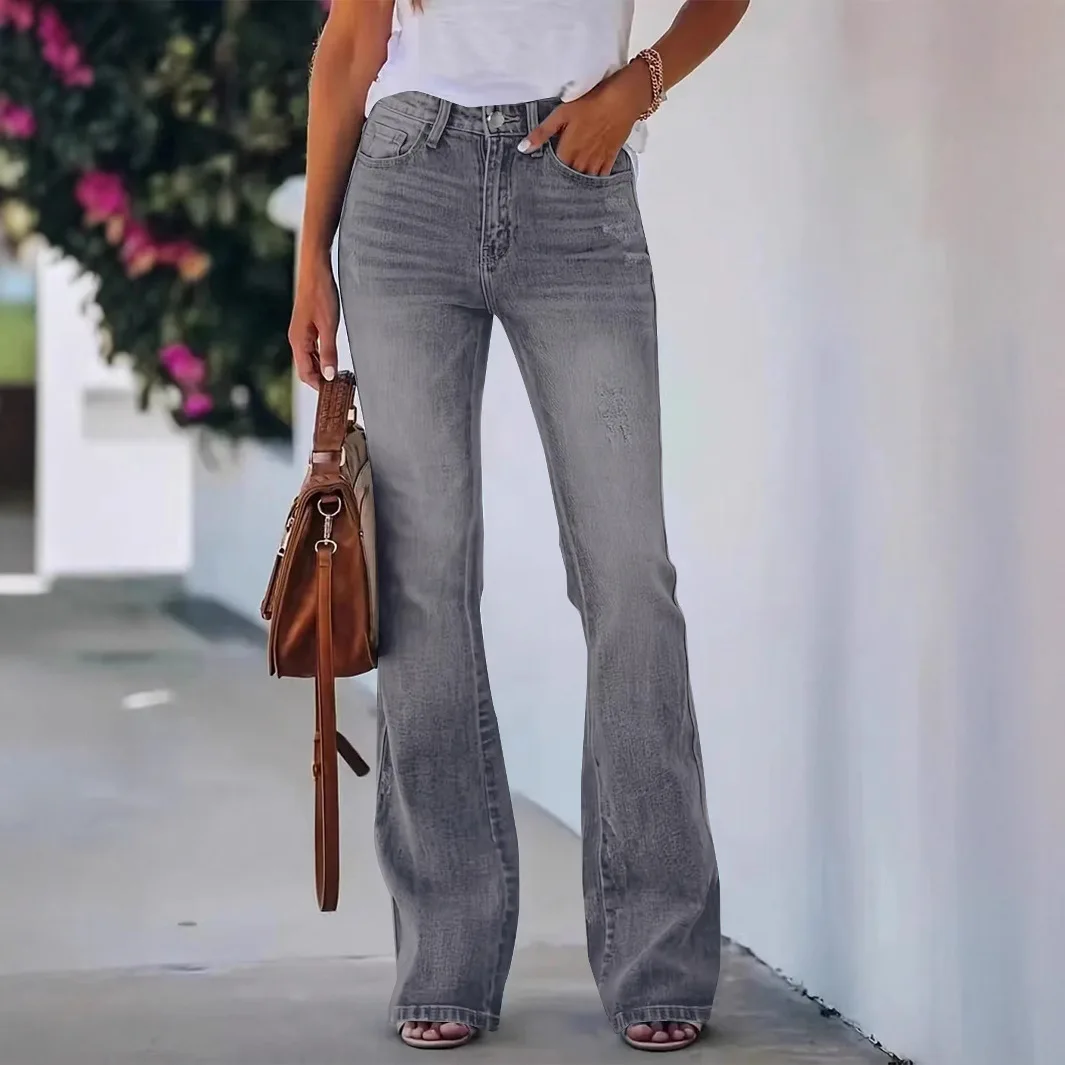 

New hot women's horn jeans high waist slimming Denim pants