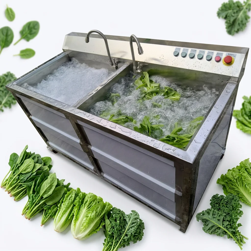 -kk Vegetable Fruit Washing Machine SUS 304 Stainless Steel Motorized Fully Automatic Multifunctional Bubble Spray Vegetables