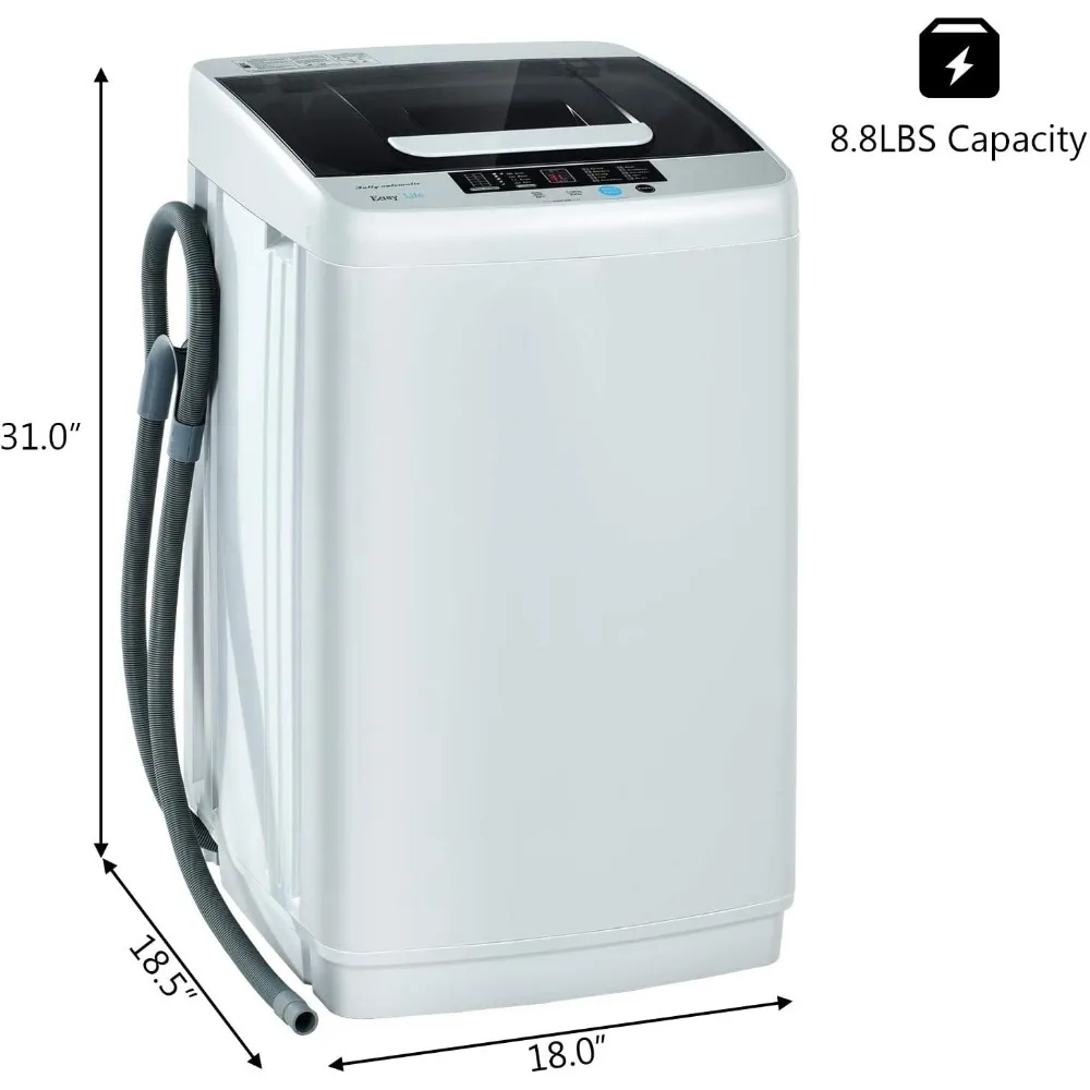 2 in 1 Portable Full Automatic Washing Machine, 8.8lbs Washer and Spinner Combo, 1.04 cu.ft 10 Programs Built-in Drain Pump