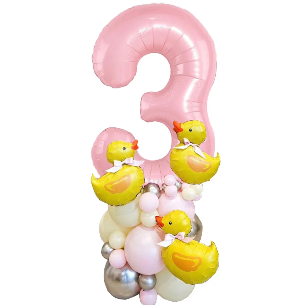 42pcs Mini Duck Balloon Arch Garland Kit 40inch Pink Color Number Pink Latex Balloons for Birthday Party Decor baby shower