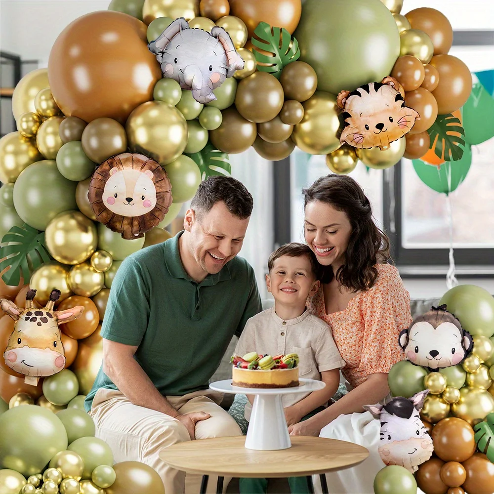 127 قطعة من بالونات رأس الحيوانات الكرتونية القرد الأسد النمر زيبرا الزرافة لتزيين حفلات أعياد الميلاد هدية تزيين حفلات الغابة
