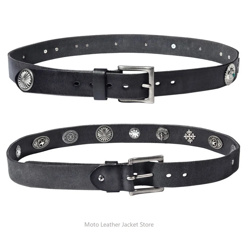 Japanese Style Wallet Buckle Punk Men's Belt First Layer Cowhide Fashion Personalized Genuine Leather Show Waistband