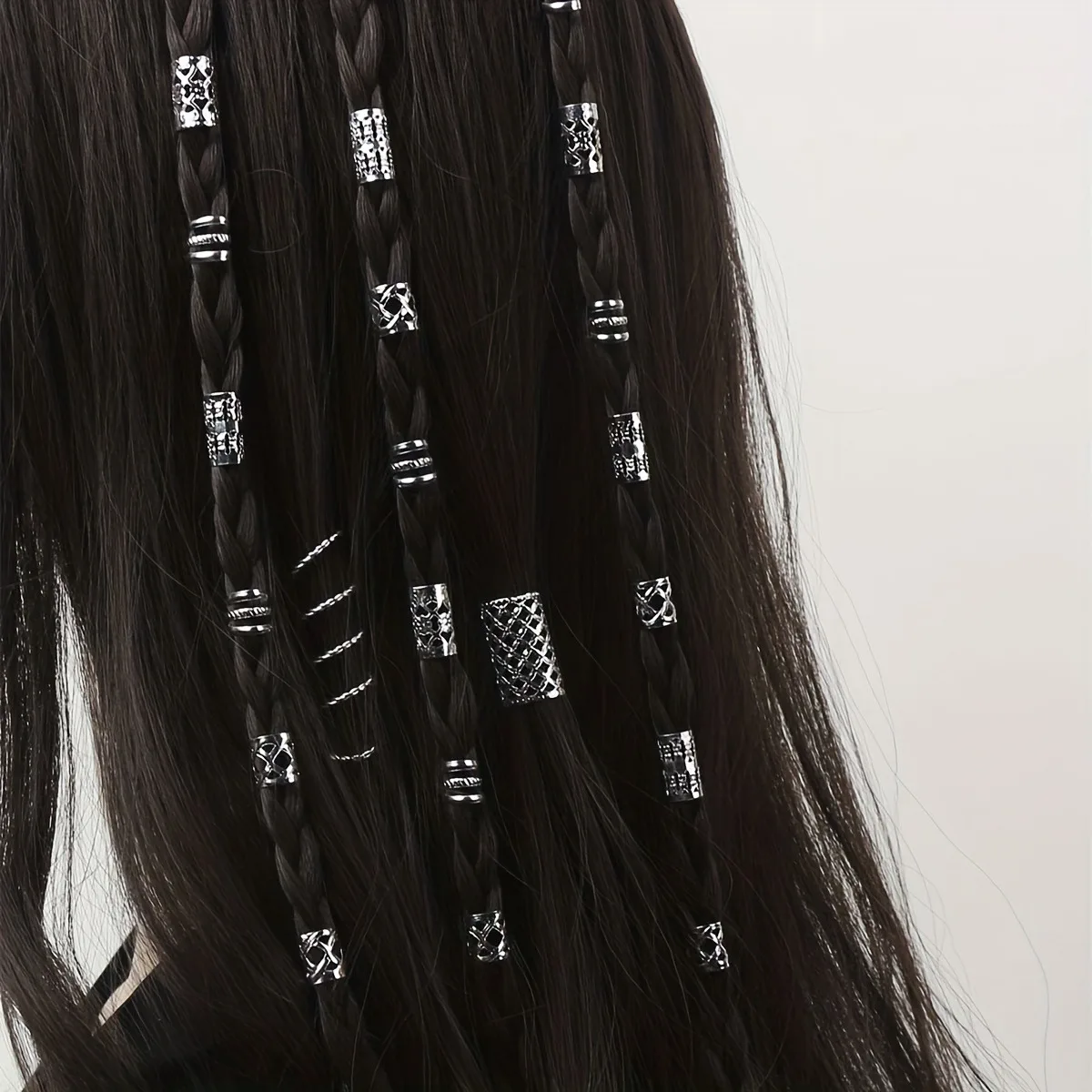 90pcs Hollow Out Hair Ring,Dreadlocks Beads Hair Braid Rings Clips Dread Locks Hair Braiding Metal Cuffs Decoration/Accessories