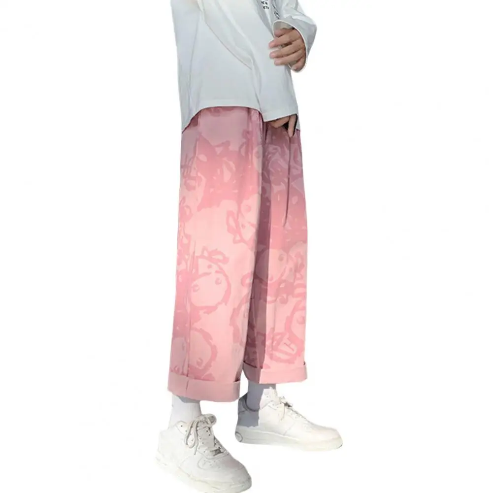 

Leisure Trousers Fashion Colorfast Male Sweatpants Cartoon Print Straight Wide Leg Pants Daily Clothing