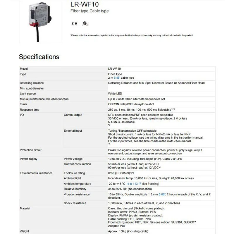 LR-WF10 100% KEYENCE Cable Type White Light Point Laser Sensor, Large Stock Available, Welcome to Consult.