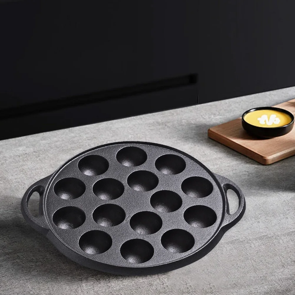 

Cast Iron Grilling Pan Cooking Plate 15 Compartment Holes Nonstick Cooking Grill Baking Pan Perfect for Octopuses Balls Pancake