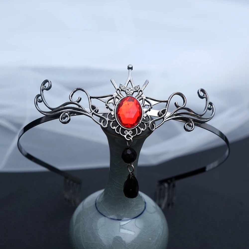 1 قطعة الأزياء القوطية مصاص دماء الشعر تاج بلورات معقد الظلام الخيال تصميم الكمال القوطي حفلات الزفاف تأثيري المناسبات الغامضة #3