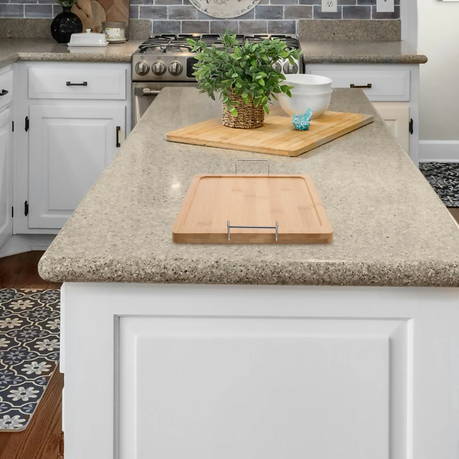 

Rectangular Bamboo and Wood Serving Tray Dinner Food Charcuterie Platter Coffee Table Home Bamboo Tray Coffee Table