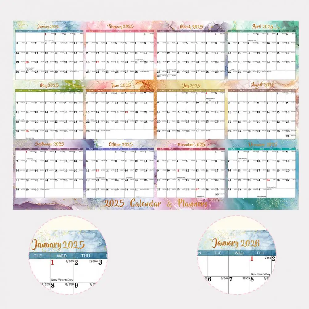Record-keeping 2025 Calendar 2025 Erasable Wall Calendar Annual Yearly Planner Reversible Schedule Organizer Wet Dry Erase 12