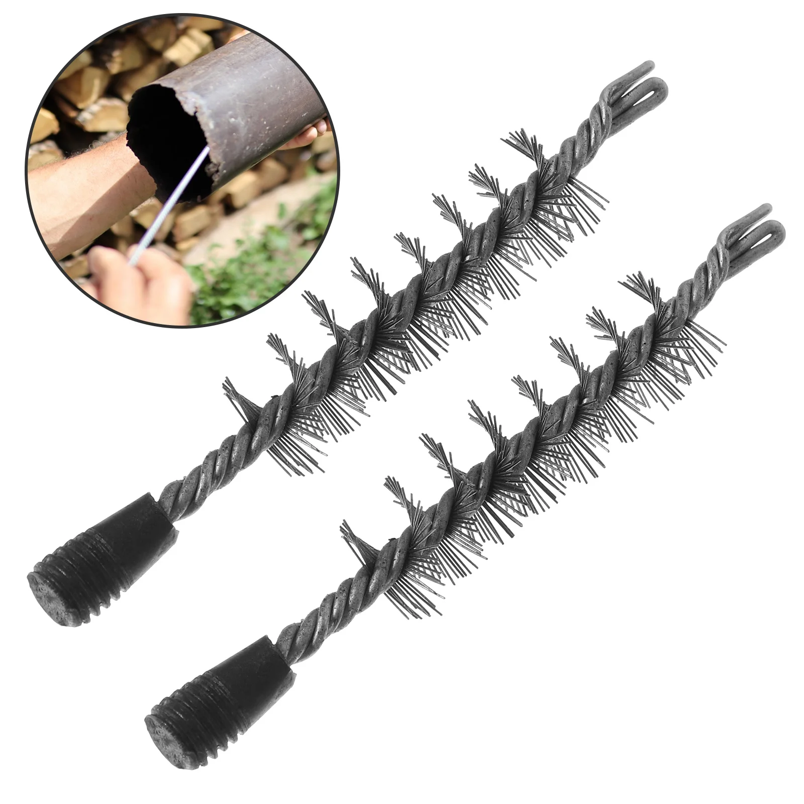 2Pcs Steel Wire Chimney Brush Funnel Flexible Multi-Function Cleaning Tool Fireplace Chimney Cleaner Kit Wire Brush