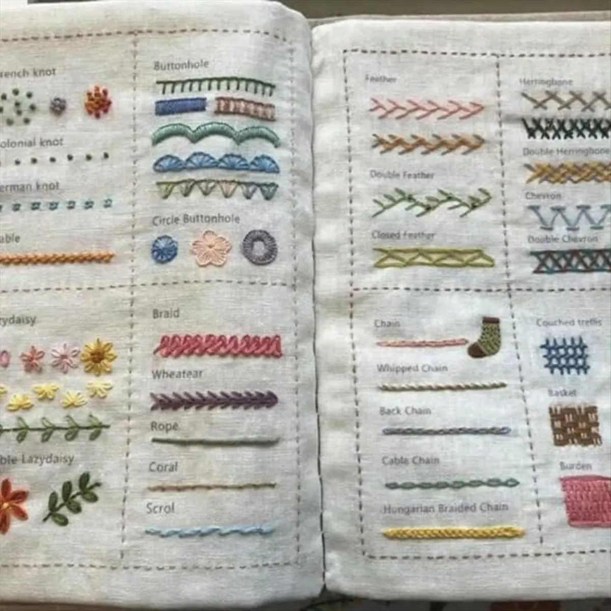 A63K& DIY -Book, -Book Embroidery, Embroidery Craft Gift, with 24 Bundle Embroidery Floss Set, 86 Sewing Patterns