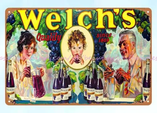 bar club pub studio plaques WELCH'S GRAPE JUICE metal tin sign