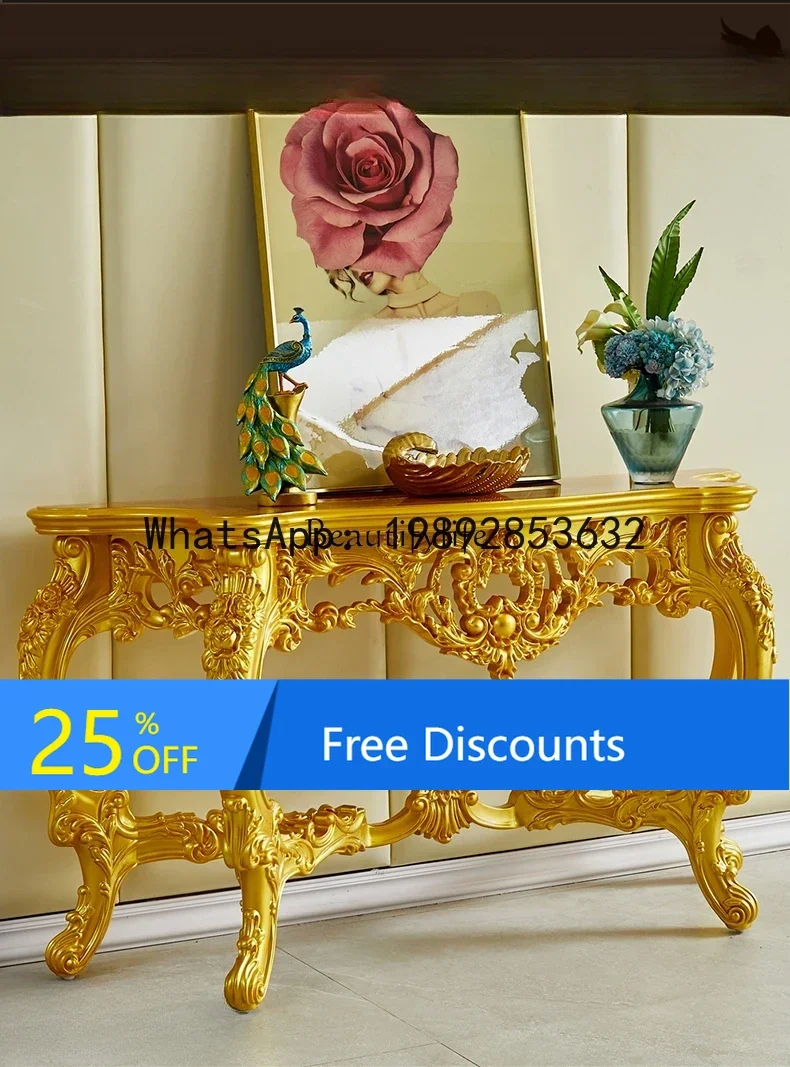 

HH 09z.European solid wood entrance American luxury wall decoration table shelf gold