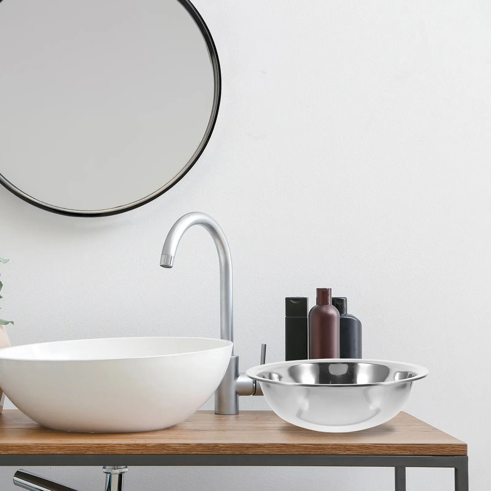 

Многофункциональная ванночка из нержавеющей стали 29 см для ног, умывания, стирки, большая миска для смешивания, портативная, для дома, ванной комнаты, путешествий