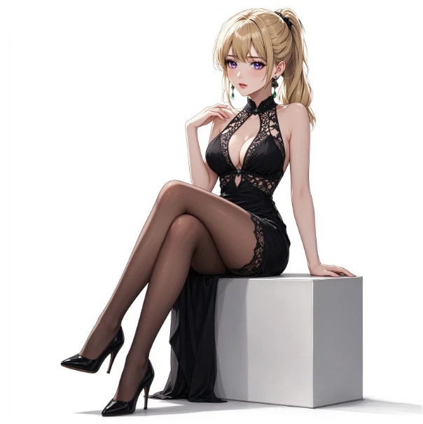 Blonde Hair Purple Eyes Anime Girl Vinyl Sticker 20cm, Waterproof Decal for Car Motorcycle Helmet Laptop Window