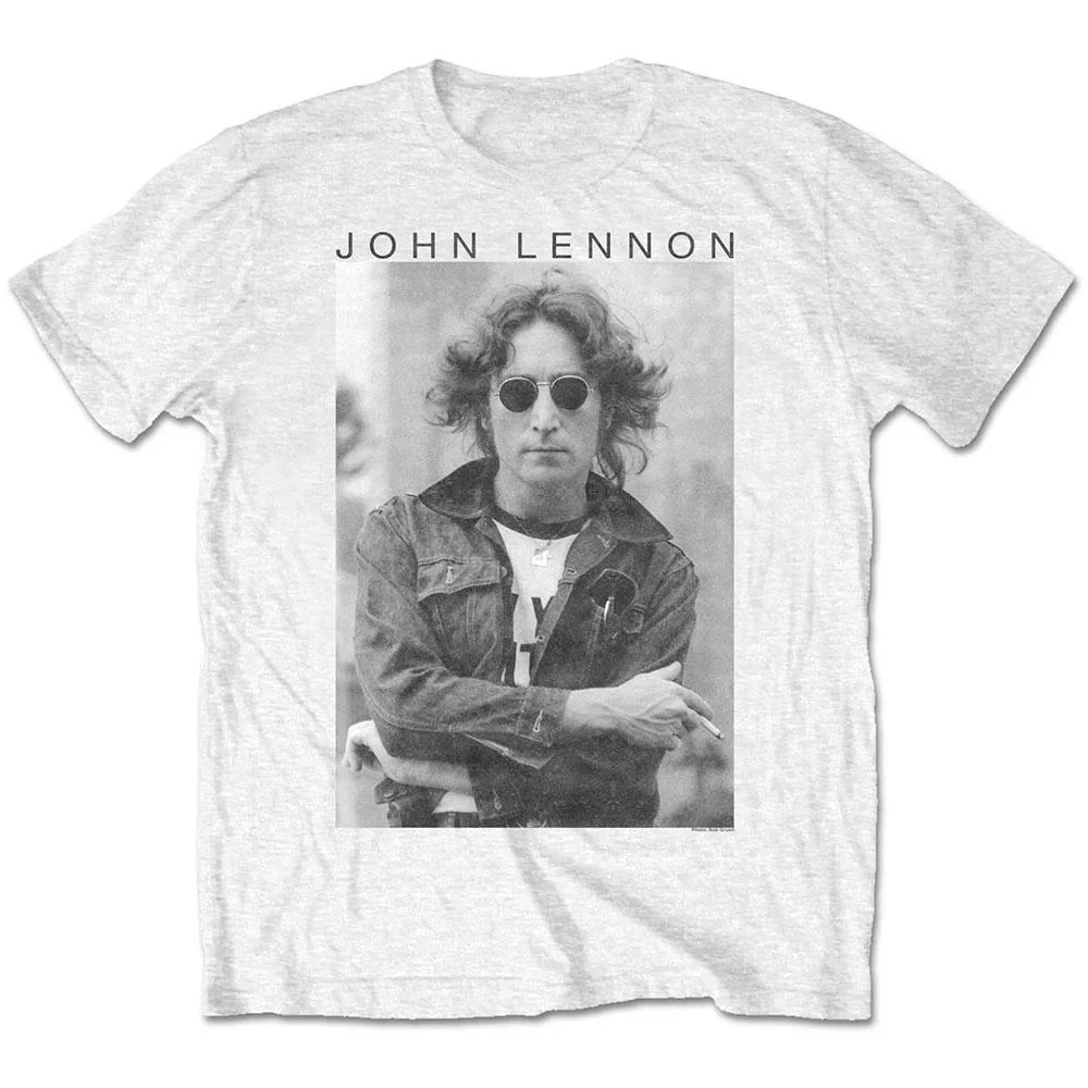 John Lennon klassisches Porträt-Print-Baumwoll-T-Shirt, Rock-Legende, Unisex-Kurzarm-T-Shirt