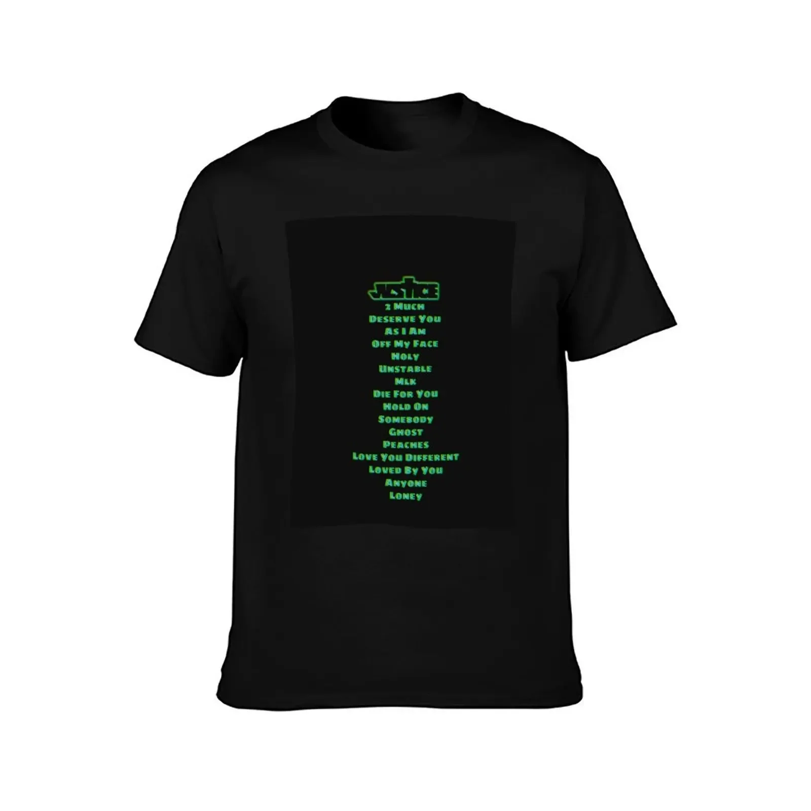 Glitched green Justice title and Tracklist T-Shirt basketball graphic tees cute clothes vintage clothes shirts men graphic