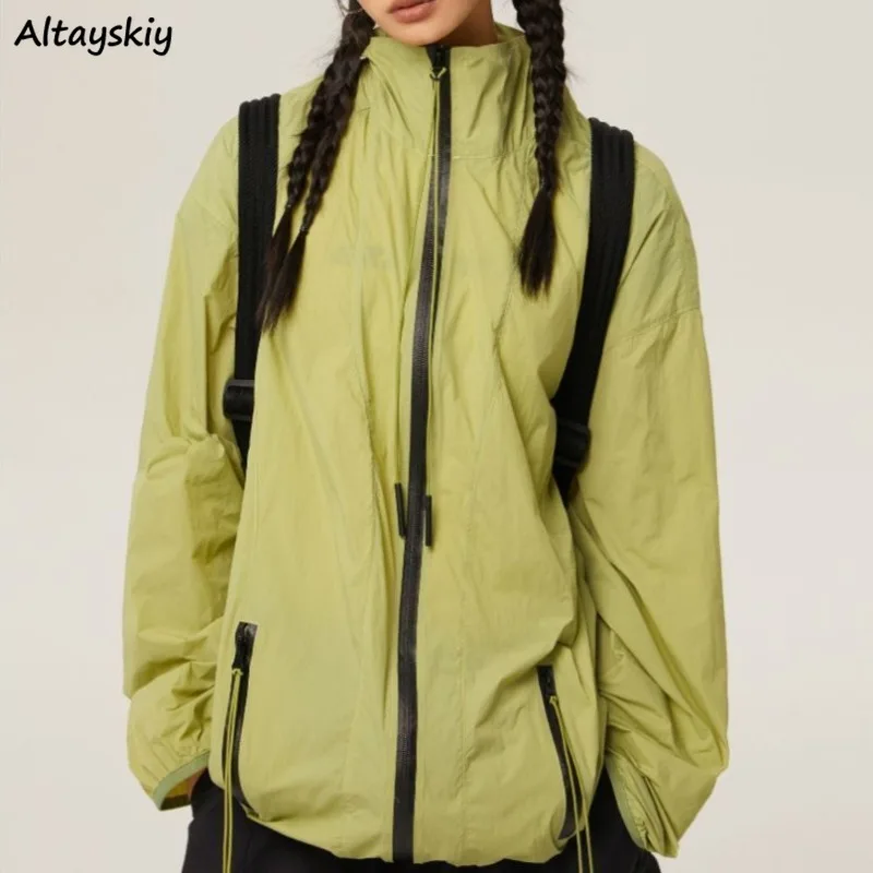 Veste Ulzzang Résistante au Soleil pour Femme, Manteau Fin, Nouveau Design, Manches sulf, Style Coréen, Cool, Fille, Fermeture Éclair, Printemps Été