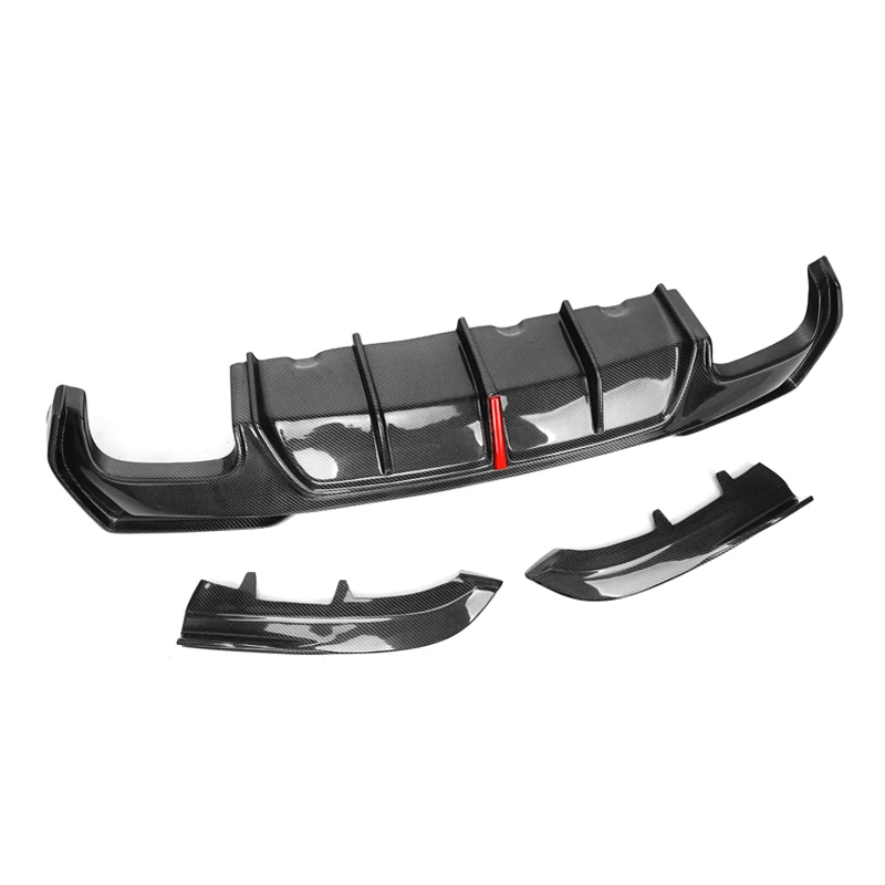 MP Style 3pcs Rear Diffuser with LED light For  2021 2022 2023 4 Series 2-Door Carbon Fiber G22 G23 Rear Bumper Diffuser