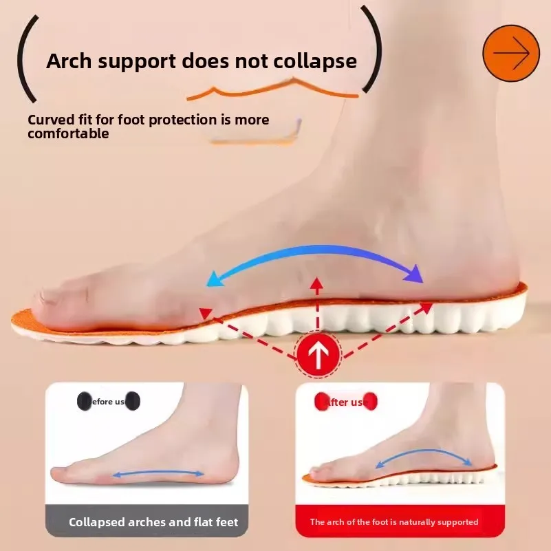 Extra Soft Shoe Inserts for Large Size Shoes Pain Relief 47 Code Comfortable Long Time Standing Absorb Sweat Odor Control Men's