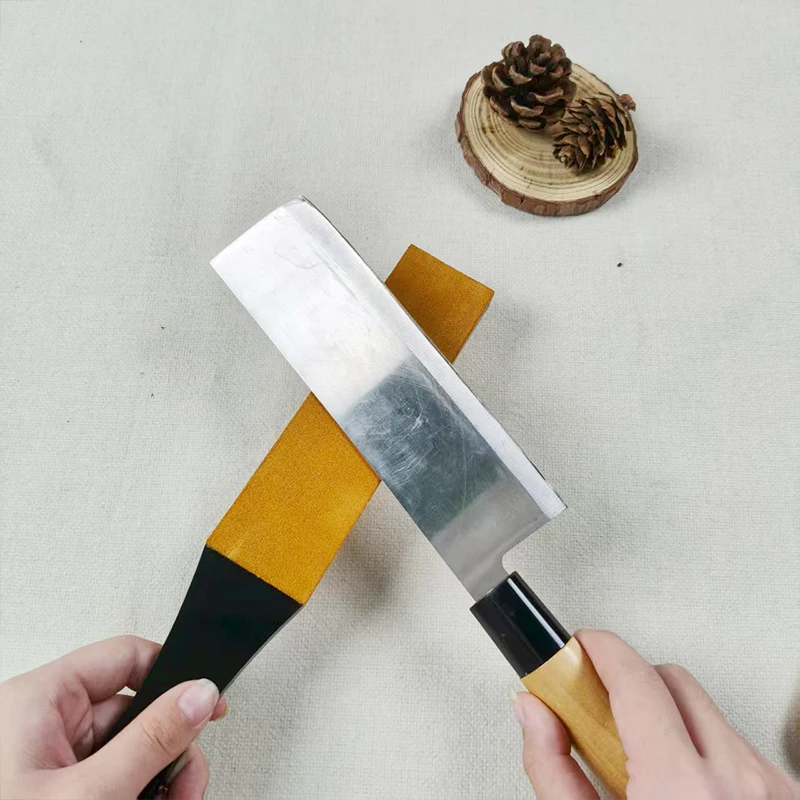 Cowhide Knife Honing Steel, Kitchen Essential – Dull Knives Turn Sharp in Seconds, Beginner-Friendly Non-Slip Sharpening Tool