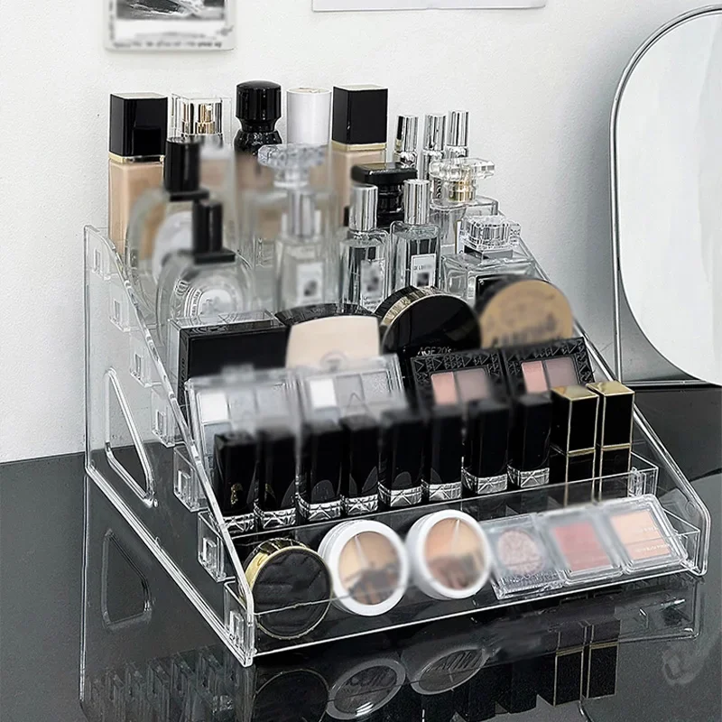 3-7 Tiers Clear Display Stand Nail Polish Cosmetic Showcase Eyeshadow Makeup Holder Lipstick Perfume Shelf Display Storage Rack