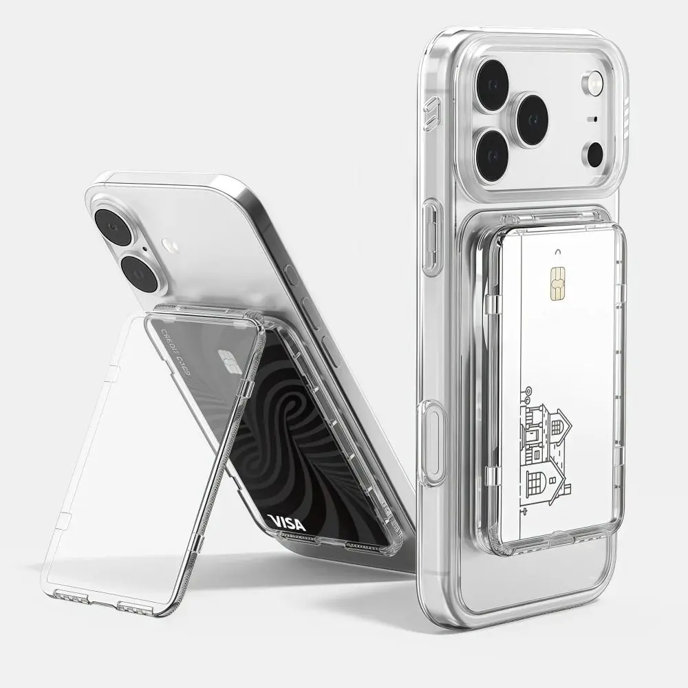 Transparent For MagSafe Card Sleeve Shockproof Ultra-thin Magnetic Stand Card Holder Lightweight for iphone 17/16/15/14/13/12