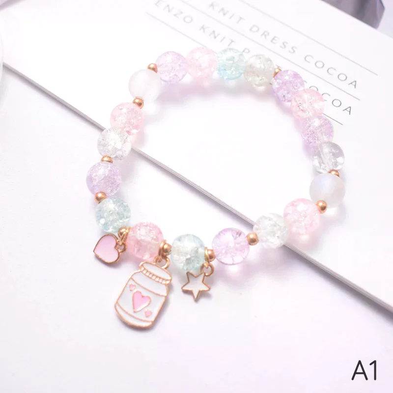 Cute Popcorn Beads Bracelet Friendship Glass Bracelets For Girls Pendant Bracelet Jewelry Accessories