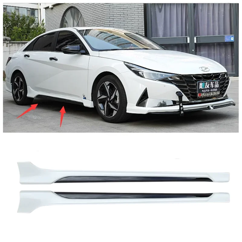 

For Hyundai Elantra 2021 2022 2023+ High Quality 2Pcs/1Set ABS Paint Bumper Lip Side Skirt Spoiler Cover