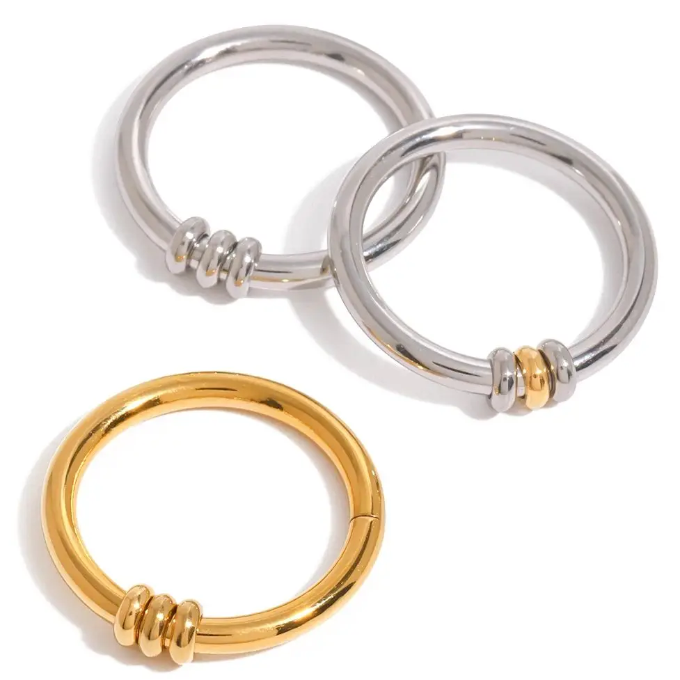Youthway-anillos de aro con colgante pequeño de acero inoxidable, joyería chapada en oro de 18K, preservación de Color, resistente al agua