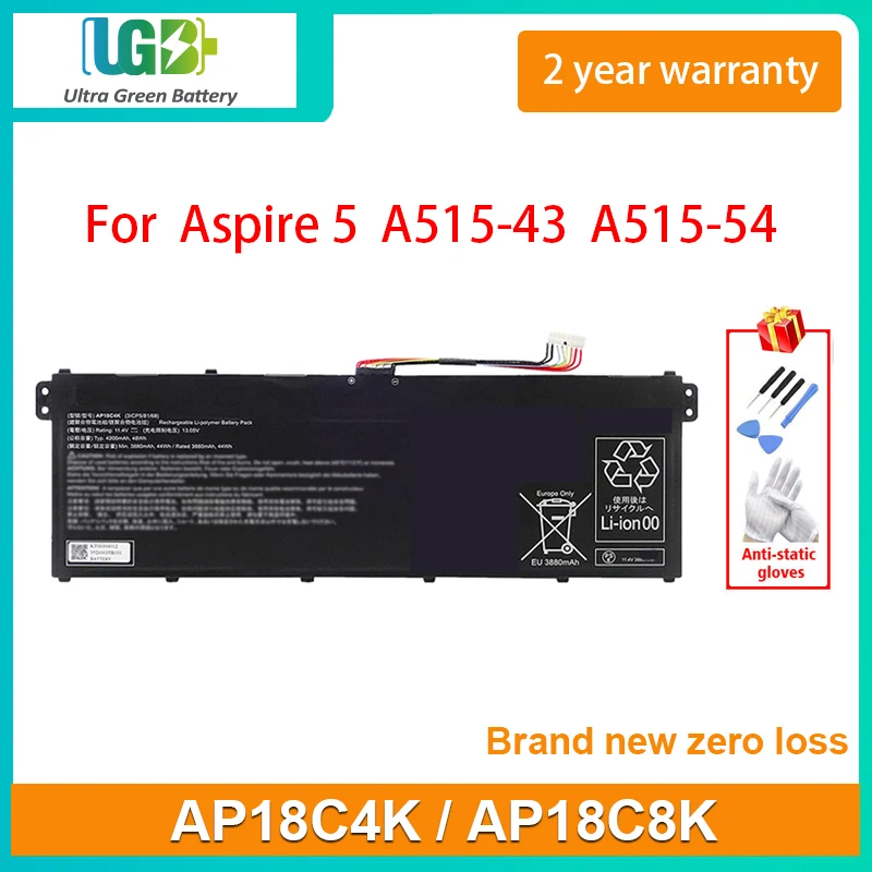 UGB New AP18C4K AP18C8K Laptop Battery For Acer Aspire 5 A515-43 A515-54 A515-43-R057 R4MG R6F6 R6WW A515-44 R7NU R5UZ