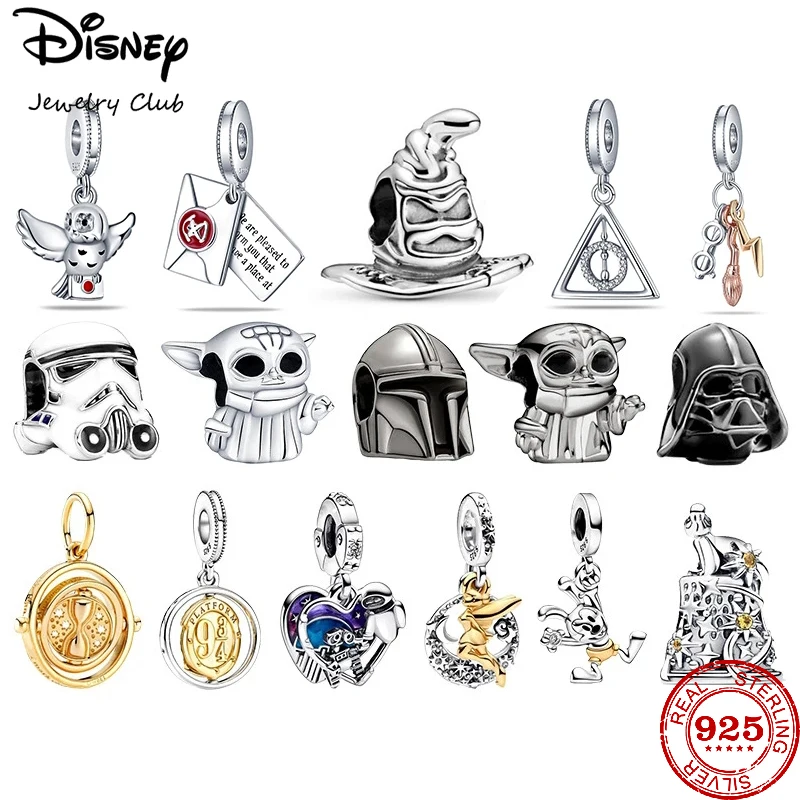 Disney 925 Sterling Silver Mickey Flower fairy Charm Original Bead for Pandora Plata De Ley 925 Silver Bracelet DIY Jewelry Gift