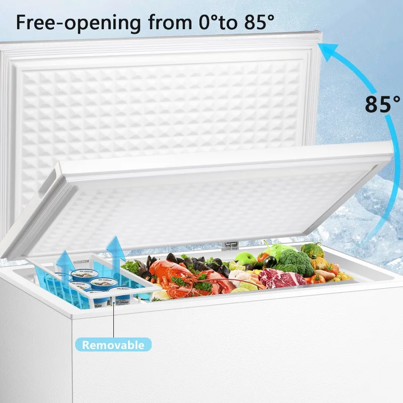 R.W.FLAME チェストフリーザー 7.0立方フィート、ディープフリーザー、温度調節可能、省エネ、上開きコンパクト冷凍庫