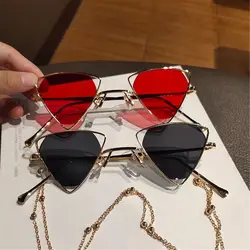 Triangular Small Hippie Sunglasses Metal Frame Tinted Colorful Lens Sun Glasses for Women & Men Punk Shade Retro Rave Eyeglasses
