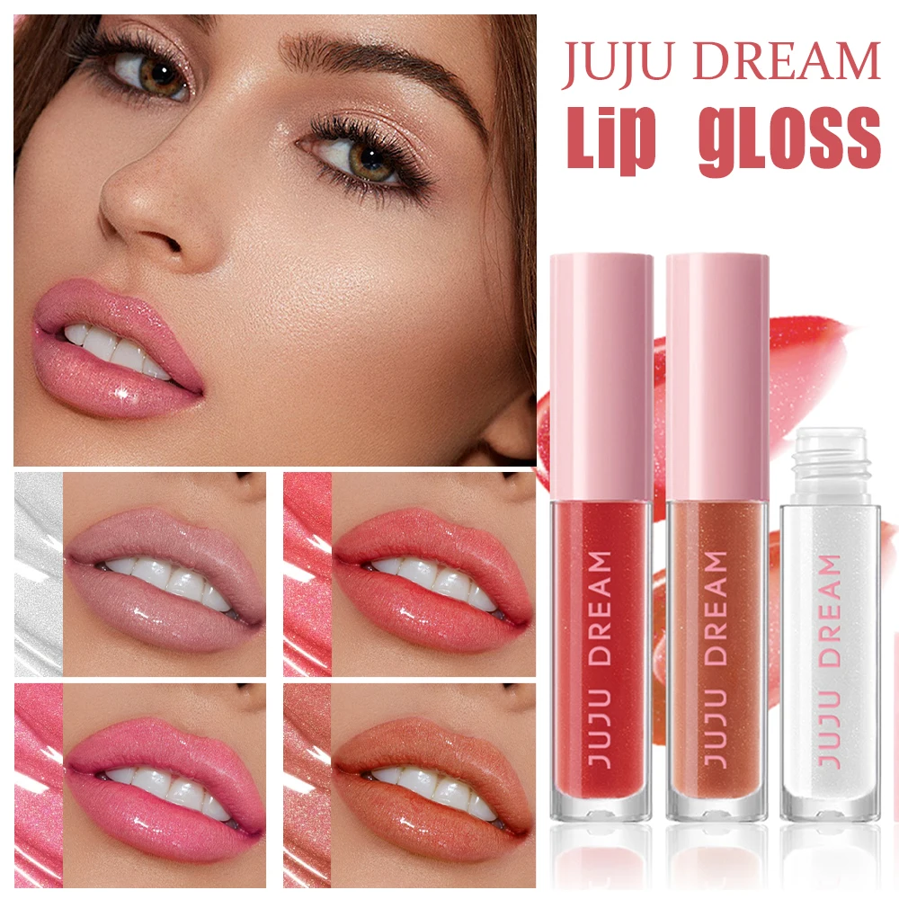 1pc/4pcs, Moisturizing Lip Oil, Candy Lip Glaze, Mirror Pearlescent Nude Lip Gloss In 4 Shades, Moisturizing And Nourishing