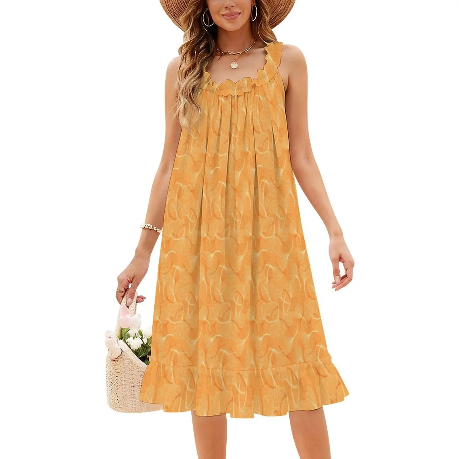 Feliz Ginkgo Biloba |   Vestido de férias sexy com padrão botânico para mulheres, festa de praia, aniversário, mini vestido ginkgo biloba botânico