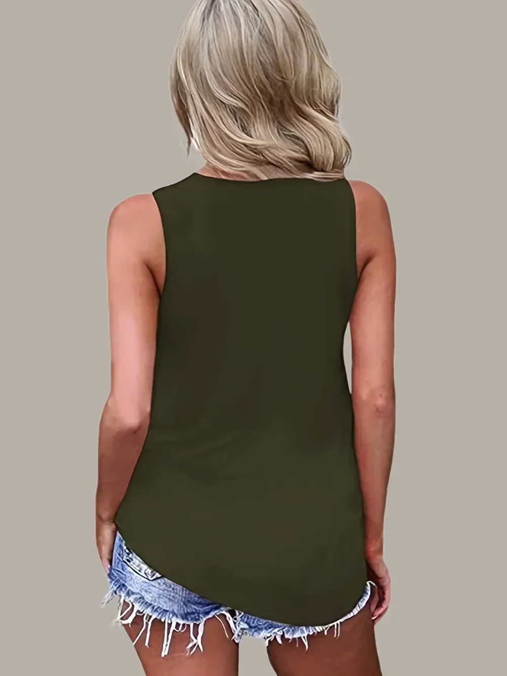 Plus Größe 1XL-8XL Damen Casual Sommer Ärmellose Tank Tops Damen Casual Solide Basic Tops Pendler Urlaub Freizeit Tops – Detail 3