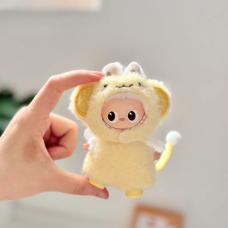 

New Plush Onesie Doll Outfit For LABUBU 4.0 Gen 10cm Mini Cute Angel-Themed Little Yellow Monkey Set With Glasses/Shoes Clothes