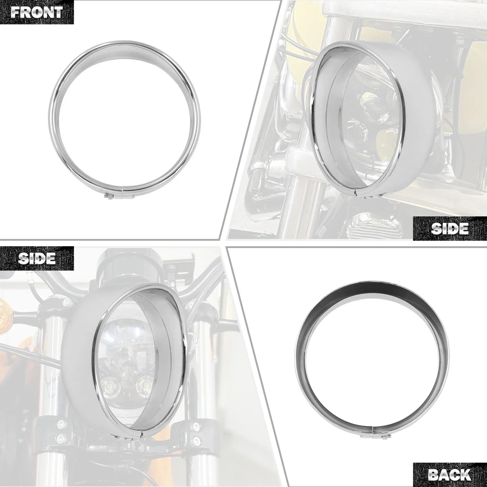 5.75" Motorcycle Headlight Decorate Trim Ring Visor Silver For Harley Sportster  883 1200 Dyna FXDB FXSE FXD Softail FXST FXSB - Image 5