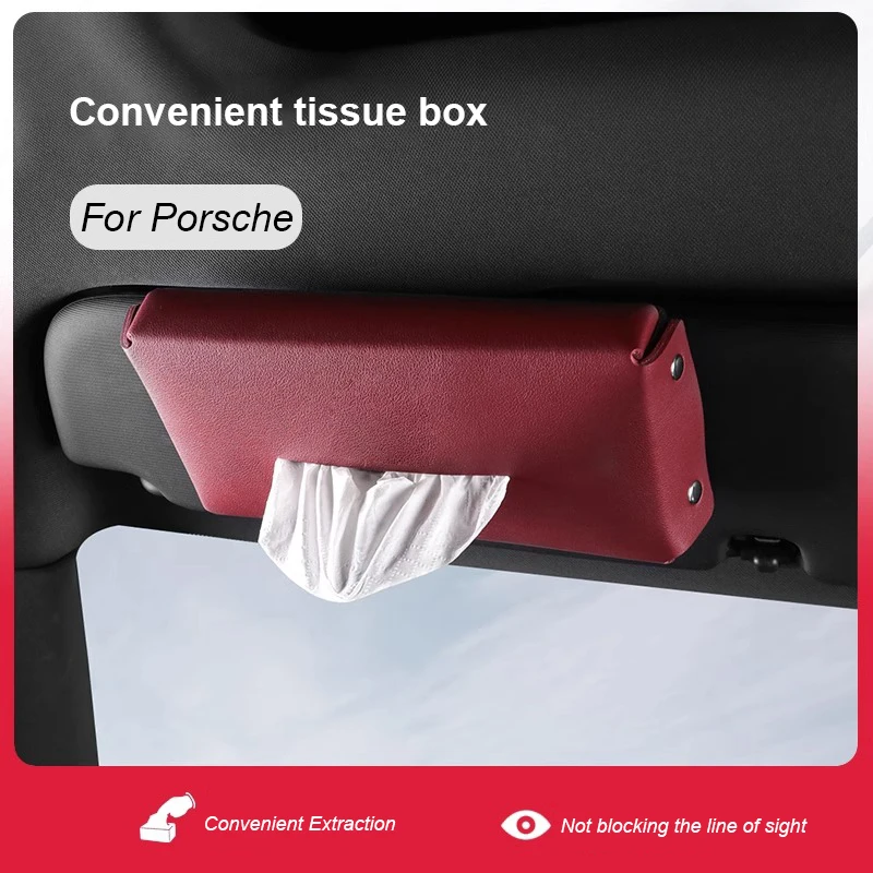 

Автомобильный удобный держатель для салфеток, кожаный подлокотник для центральной консоли, коробка для салфеток, солнцезащитный козырек, чехол для салфеток на заднем сиденье для Porsche